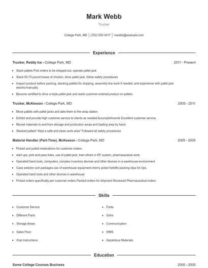 Trucker Resume