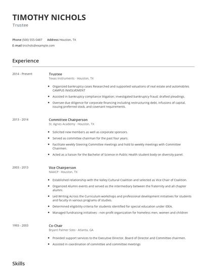 Trustee Resume
