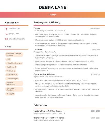 Trustee Resume