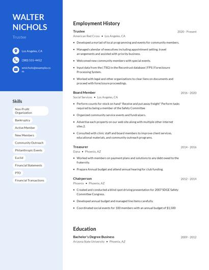 Trustee Resume