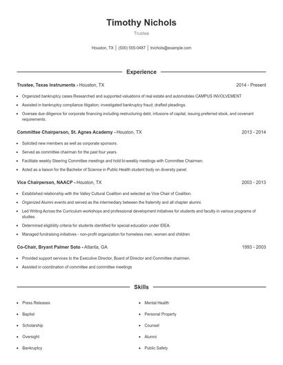 Trustee Resume