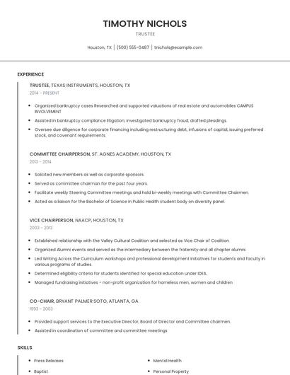 Trustee Resume