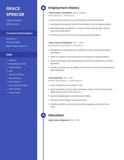 Tube Station Attendant Resume