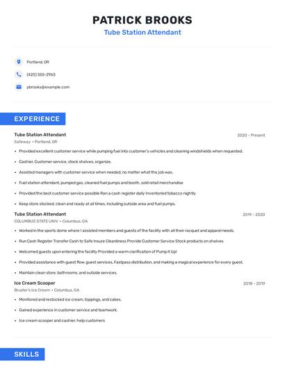 Tube Station Attendant Resume