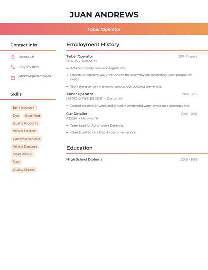 Tuber Operator Resume