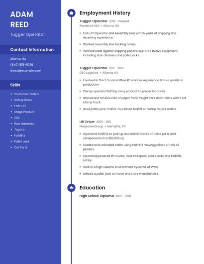 Tugger Operator Resume