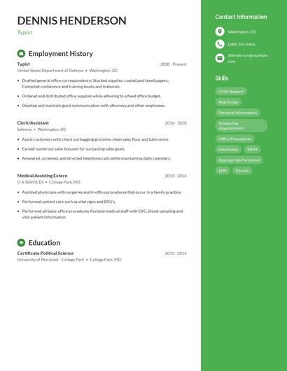 Typist Resume