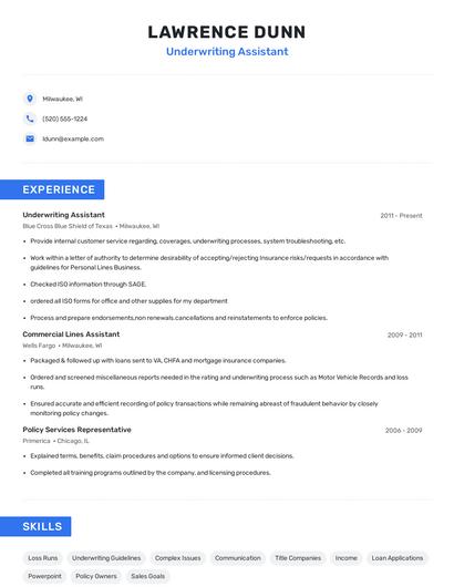 Underwriting Assistant Resume