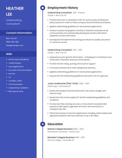 Underwriting Consultant Resume