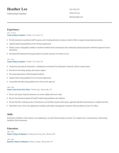 Underwriting Consultant Resume