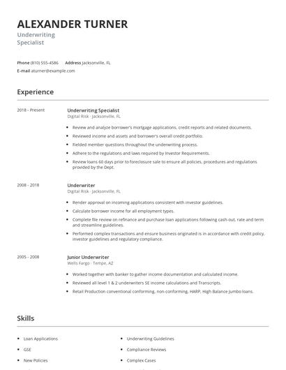 Underwriting Specialist Resume