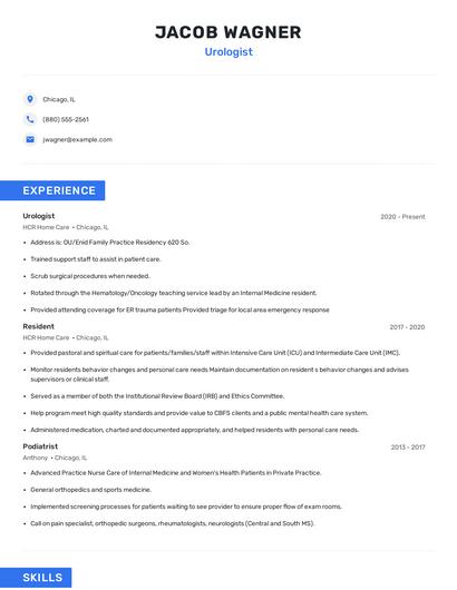 Urologist Resume