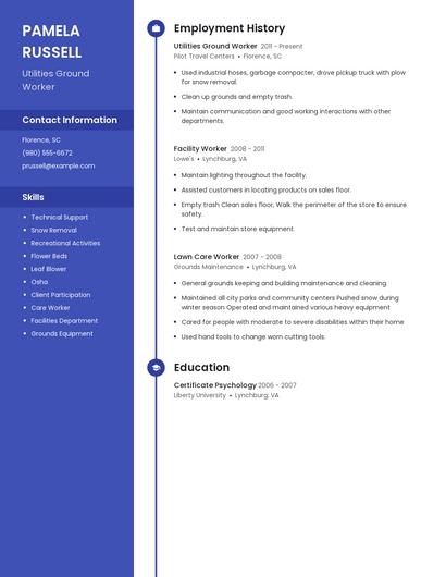 Utilities Ground Worker Resume