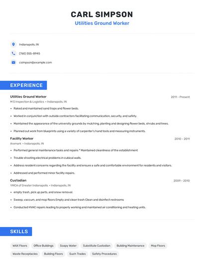 Utilities Ground Worker Resume