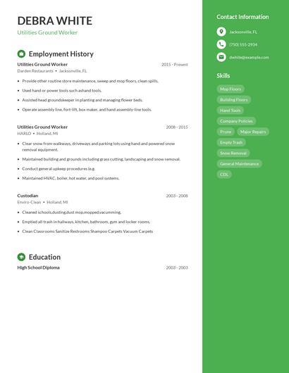 Utilities Ground Worker Resume