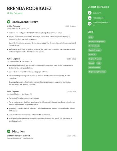 Utility Engineer Resume