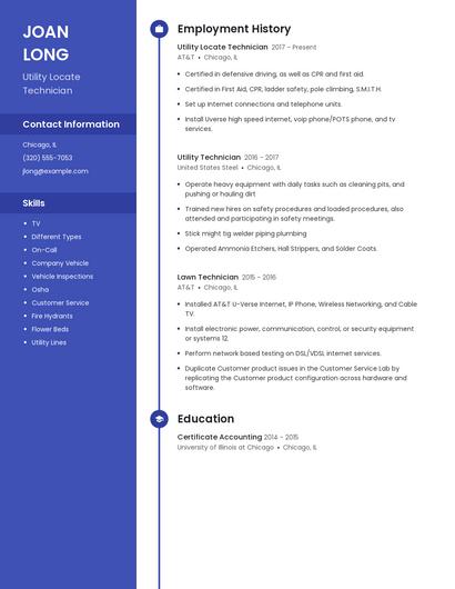 Utility Locate Technician Resume