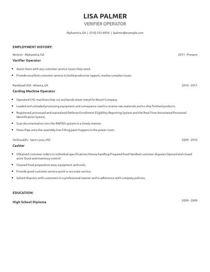 Verifier Operator Resume