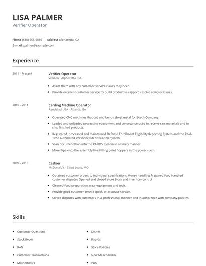 Verifier Operator Resume