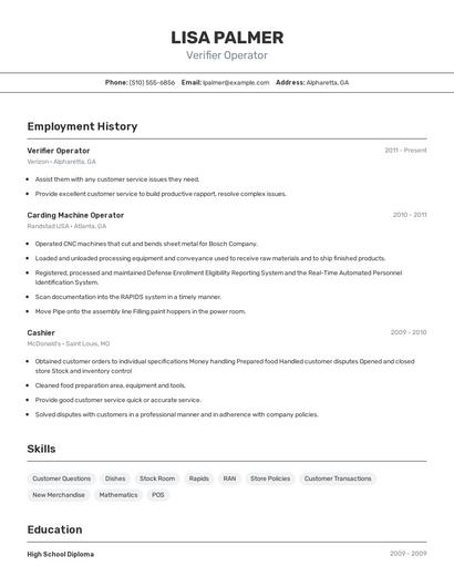 Verifier Operator Resume