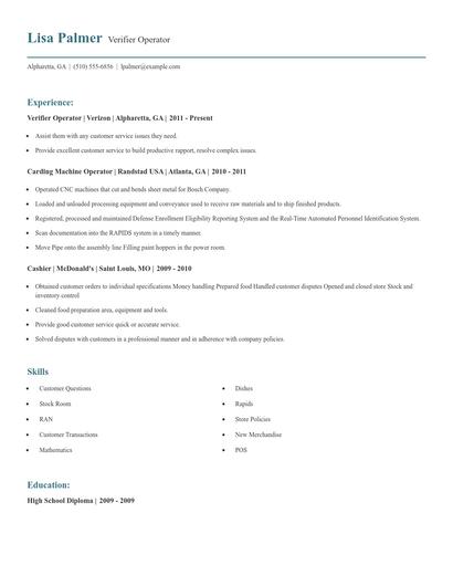 Verifier Operator Resume