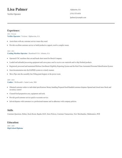 Verifier Operator Resume