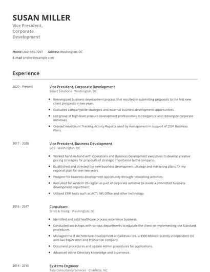 Vice President, Corporate Development Resume