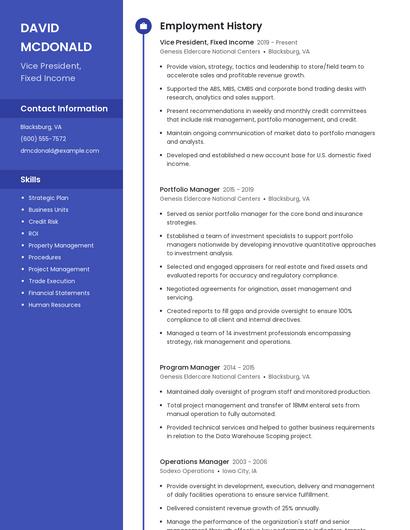 Vice President, Fixed Income Resume