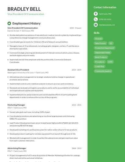 Vice President Of Communication Resume