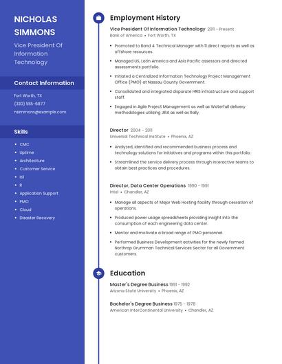 Vice President Of Information Technology Resume