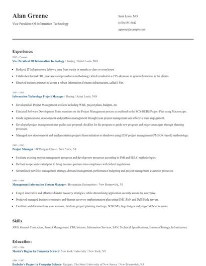Vice President Of Information Technology Resume