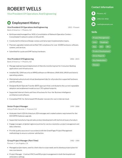 Vice President Of Operations And Engineering Resume