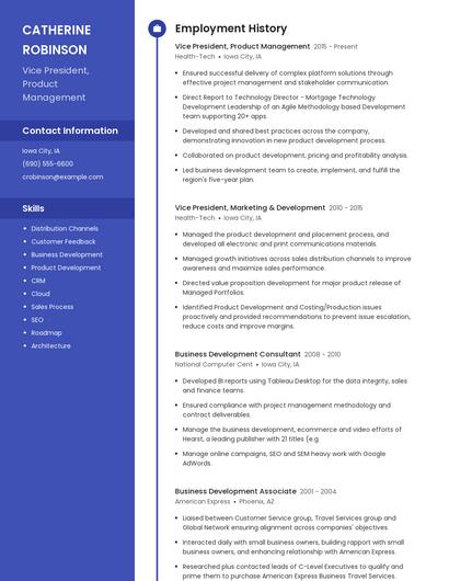 Vice President, Product Management Resume
