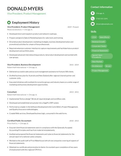 Vice President, Product Management Resume
