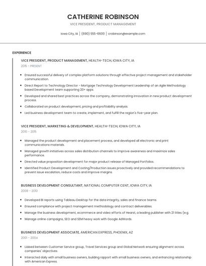 Vice President, Product Management Resume