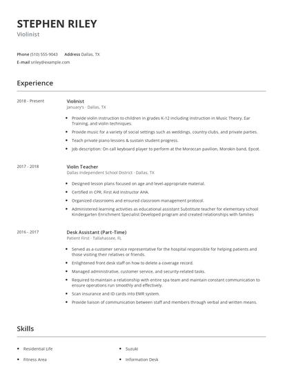 Violinist Resume