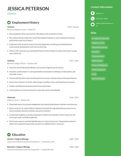 Violinist Resume