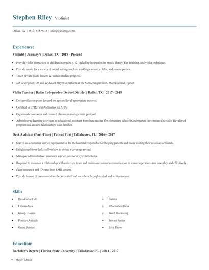 Violinist Resume