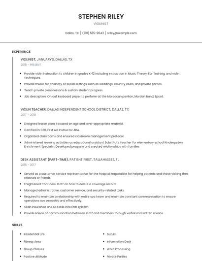 Violinist Resume