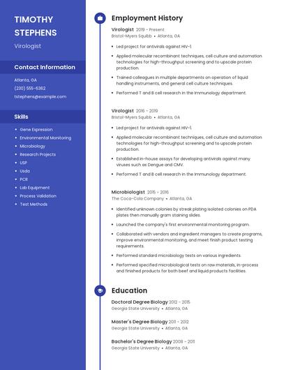 Virologist Resume