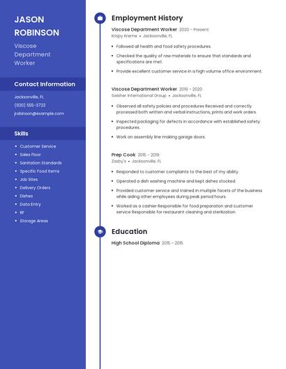 Viscose Department Worker Resume