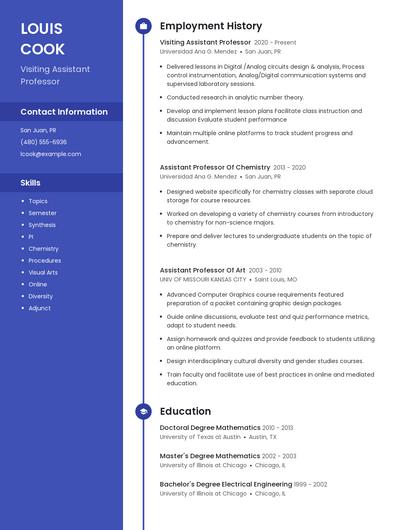 Visiting Assistant Professor Resume