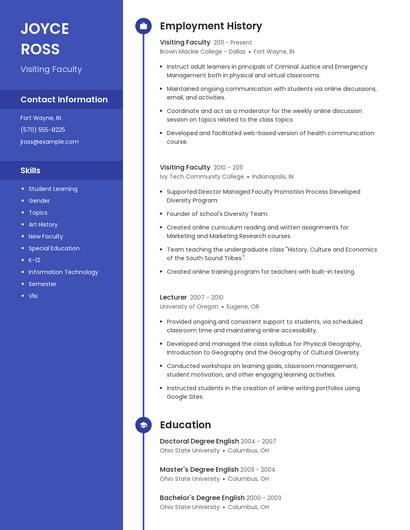 Visiting Faculty Resume
