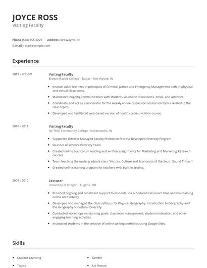 Visiting Faculty Resume