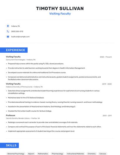 Visiting Faculty Resume