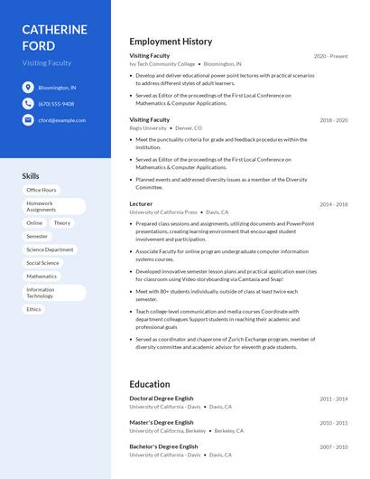 Visiting Faculty Resume