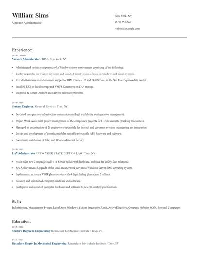 Vmware Administrator Resume