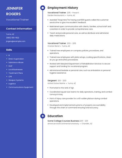 Vocational Trainer Resume