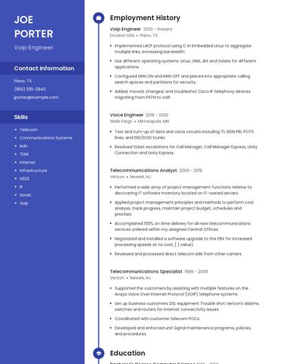 Voip Engineer Resume