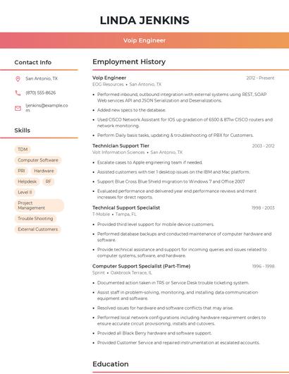 Voip Engineer Resume